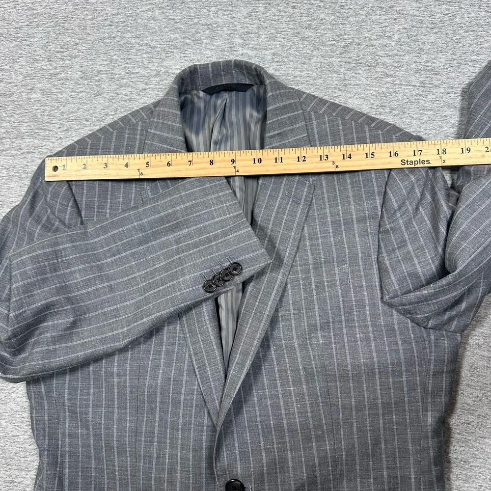 Banana Republic Blazer Mens 38R Gray Striped Wool Silk Linen Vitale Barberis